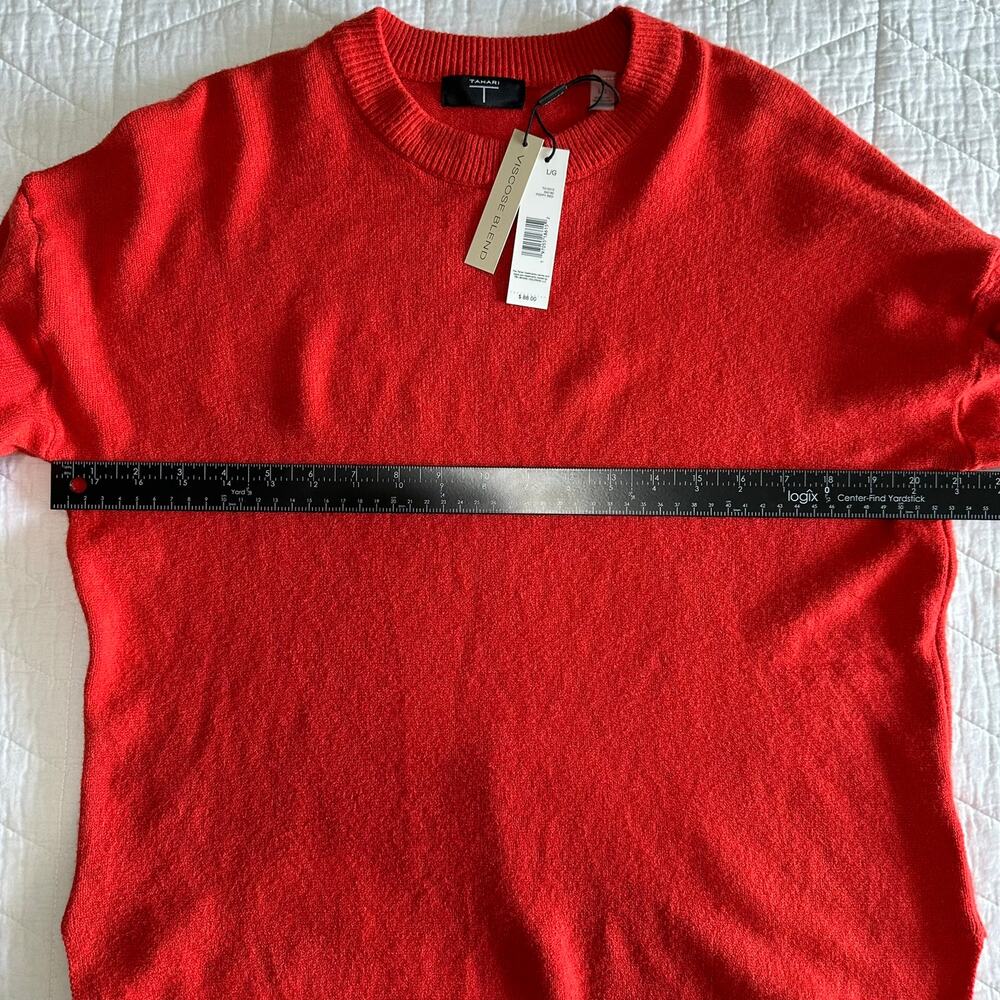 Tahari Women’s Viscose Blend Longline Crewneck Sweater Red | Size Large New - Picture 12 of 14